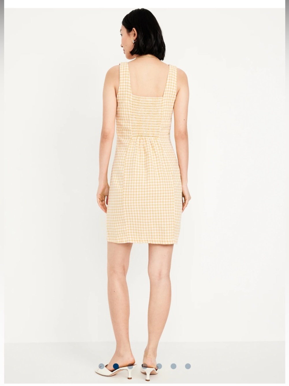 Old Navy Square Neck Linen Blend Yellow Gingham Sundress - Picture 3 of 7
